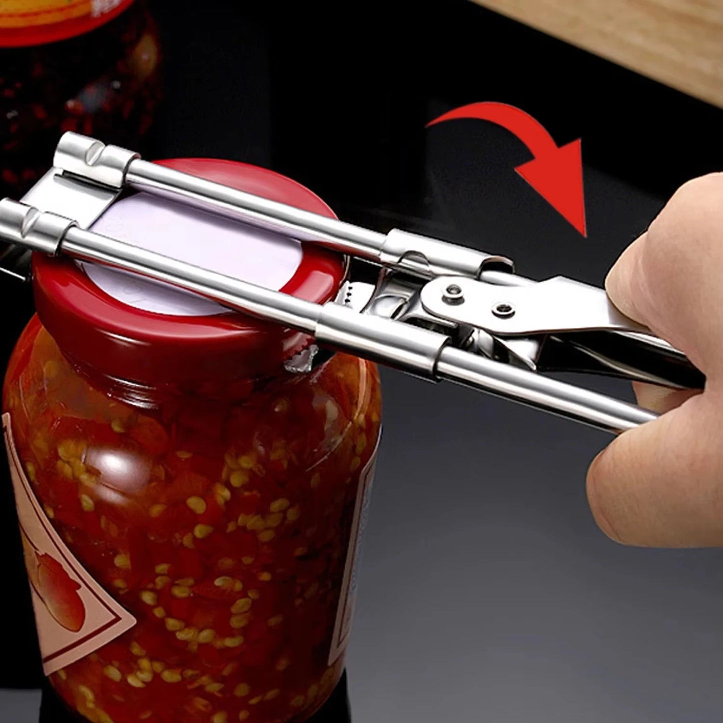 Adjustable Stainless Steel Multifunction Can Opener And Jar Bottle Opener With Ergonomic Handle