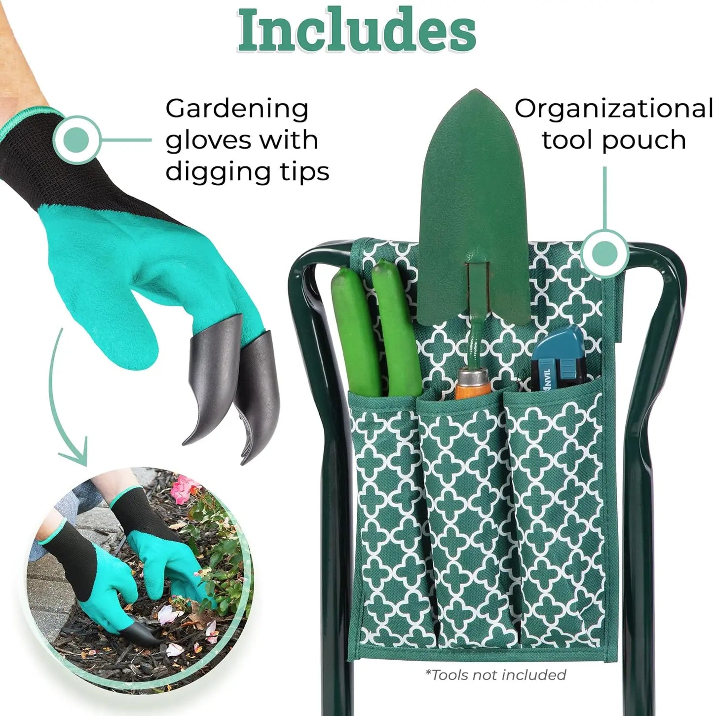 Foldable Garden Kneeler Seat With EVA Foam Pad For Comfort And Knee Protection While Gardening