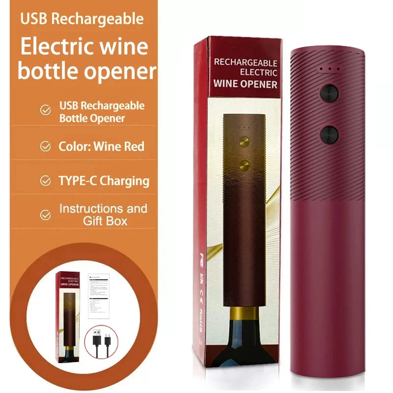 Homefish Electric Wine Bottle Opener Automatic Corkscrew USB Rechargeable Cordless Opens Bottles In Seconds For Parties