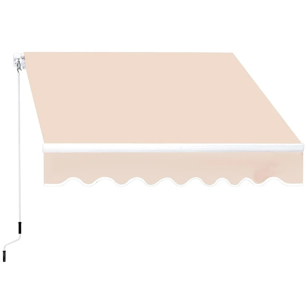 Retractable Aluminum Patio Awning With Crank Handle 12x10 Ft Canopy Adjustable 45 To 85 Degree Shade