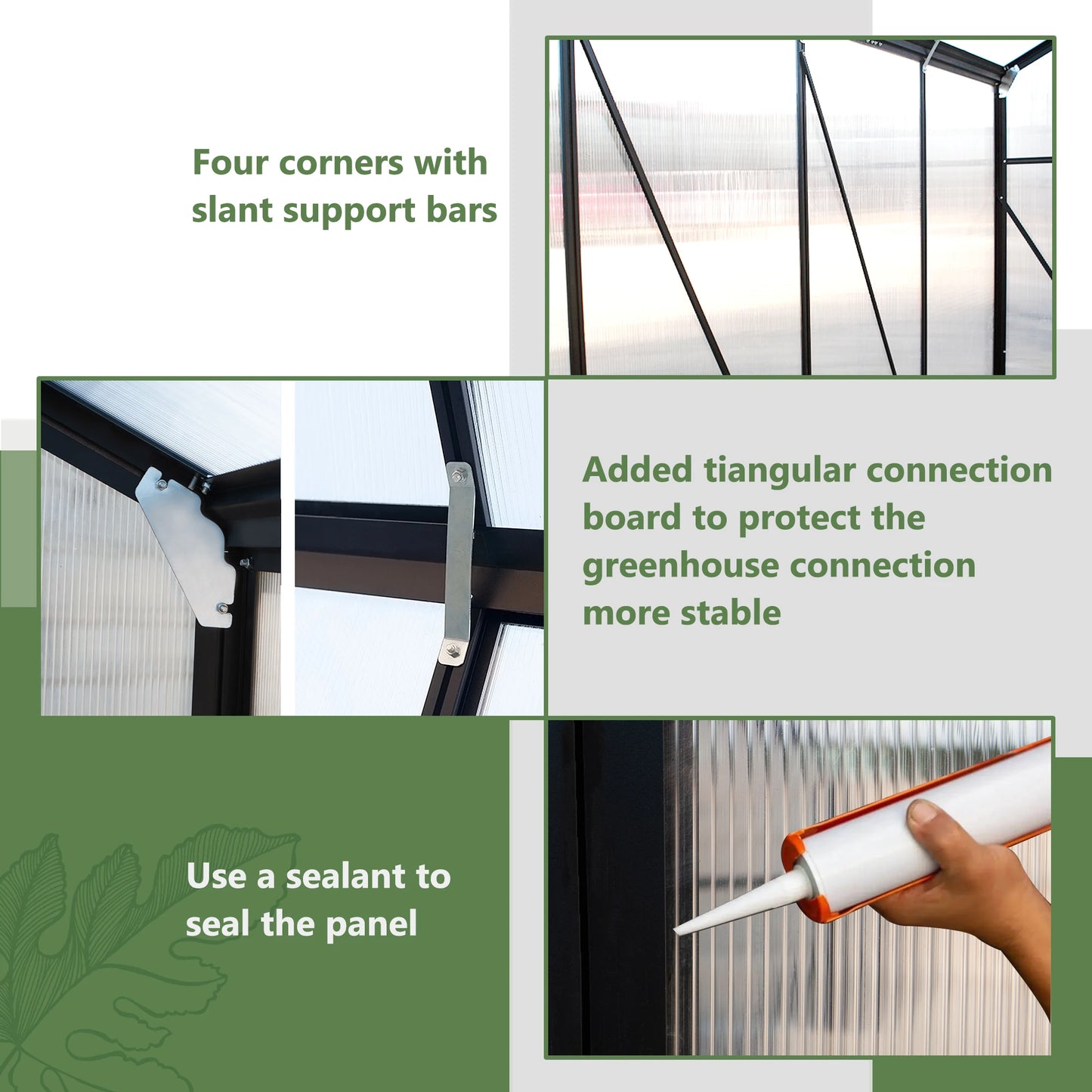 LZBEITEM Polycarbonate Greenhouse With Heavy Duty Aluminum Frame Walk In Garden Outdoor
