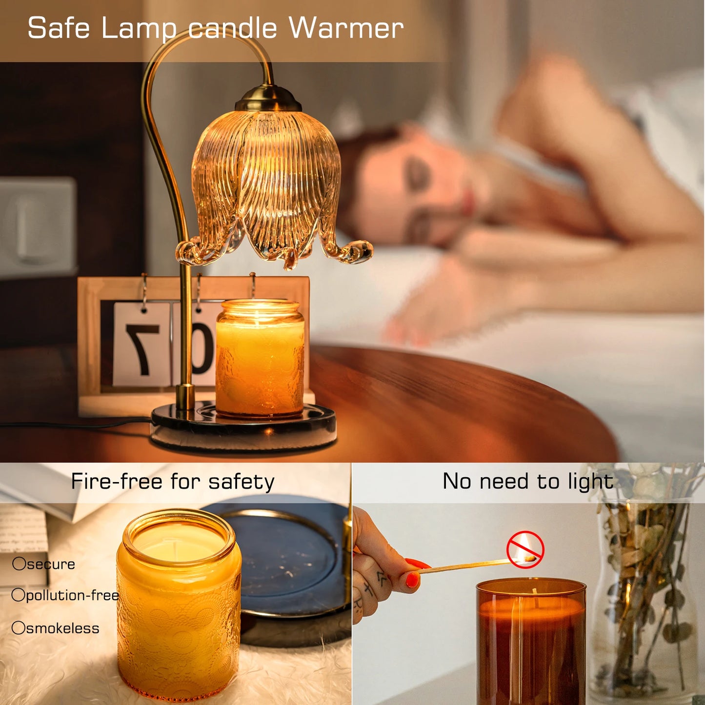 Tulip Flower Warm Candle Lamp Night Light Bedroom Bedside Table Fragrance Atmosphere