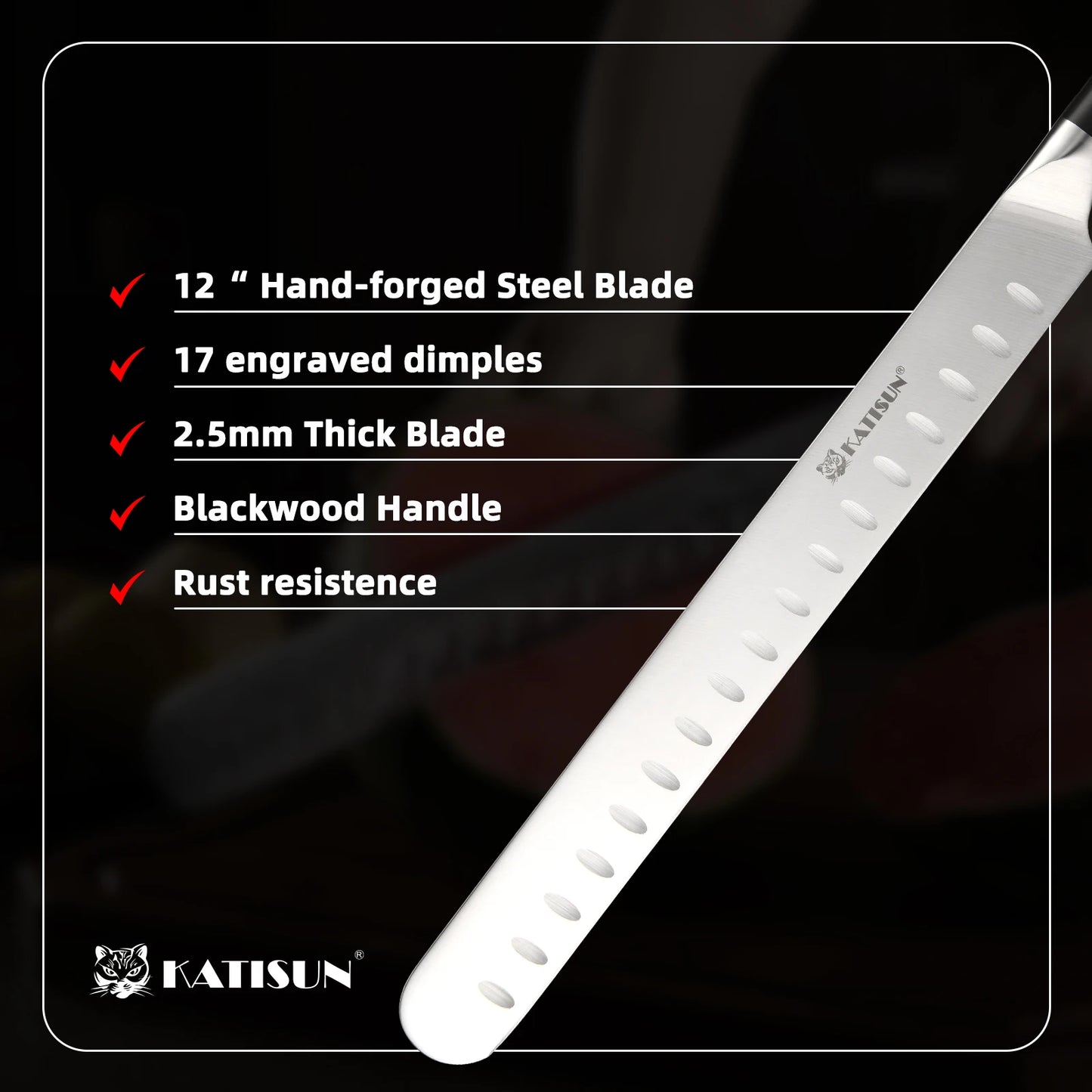 KATISUN Ham Slicing Knife Carbon Steel Ultra Sharp
