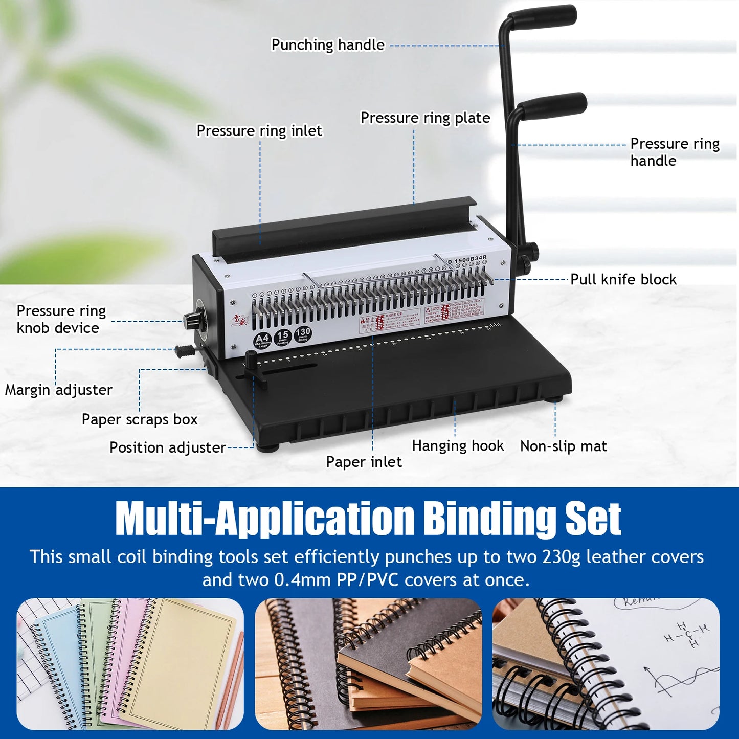 Multifunction Paper Puncher and Binder Puncher for Office