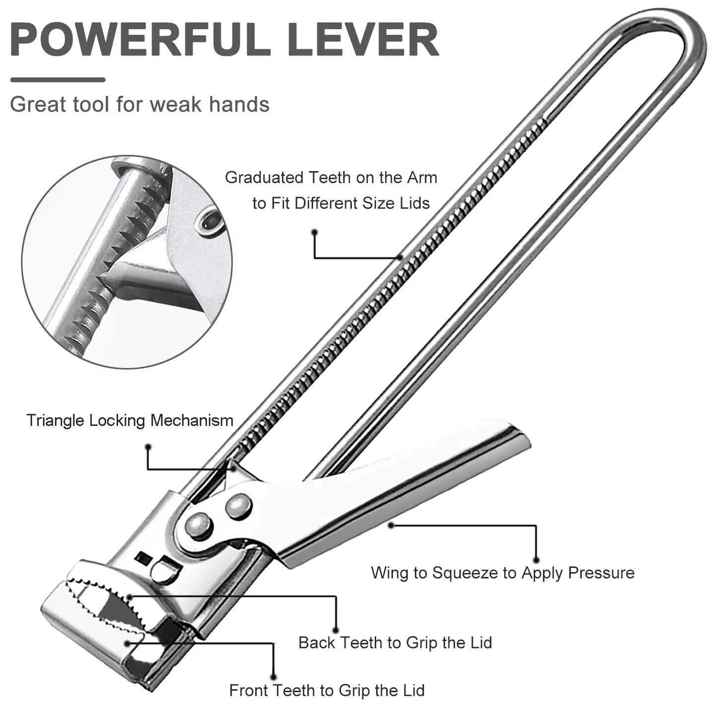 Adjustable Stainless Steel Multifunction Can Opener And Jar Bottle Opener With Ergonomic Handle