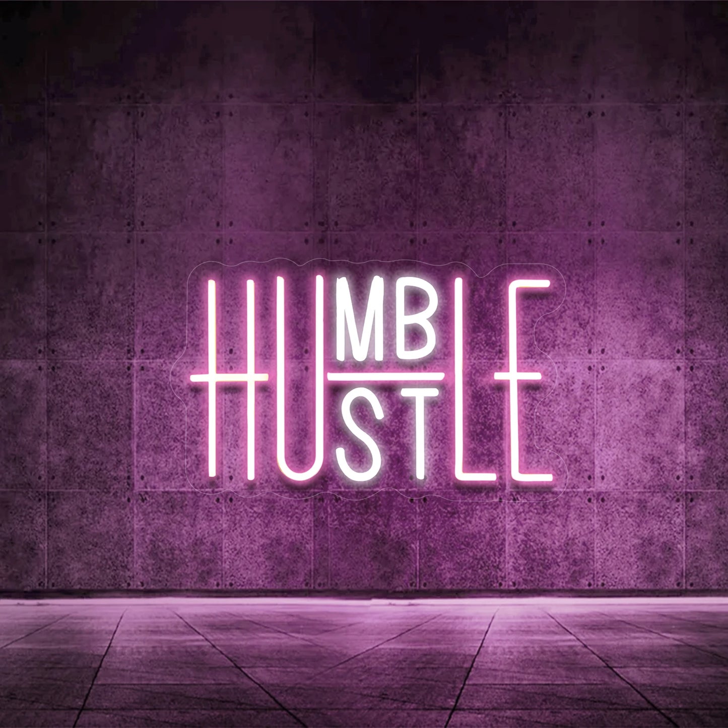 Hustle/Humble LED Neon Sign for Wall Decor,  USB Powered Switch Adjustable Brightness LED Neon Lights, for Office Room, Gym Room