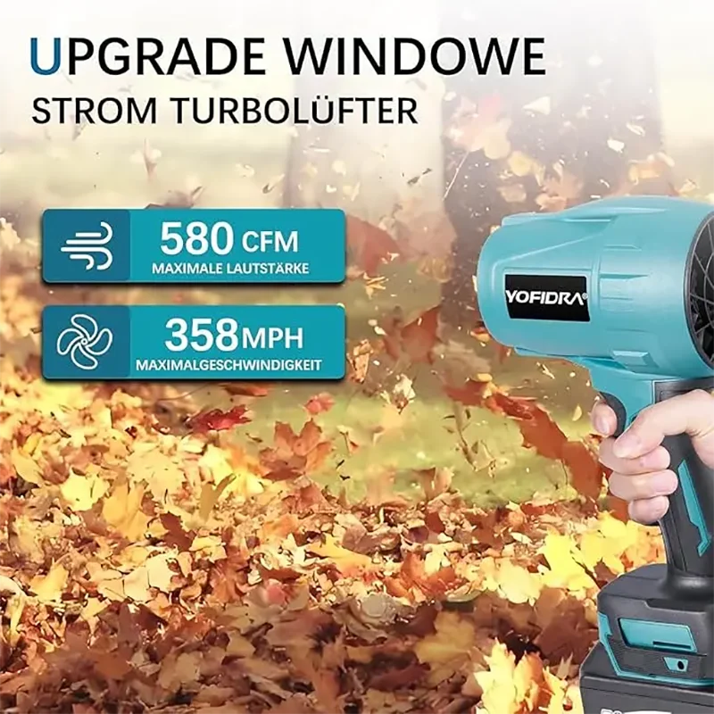 Yofidra 28000RPM Electric Air Blower Cordless Leaf Vacuum 18V Battery Included For Makita Battery Pin