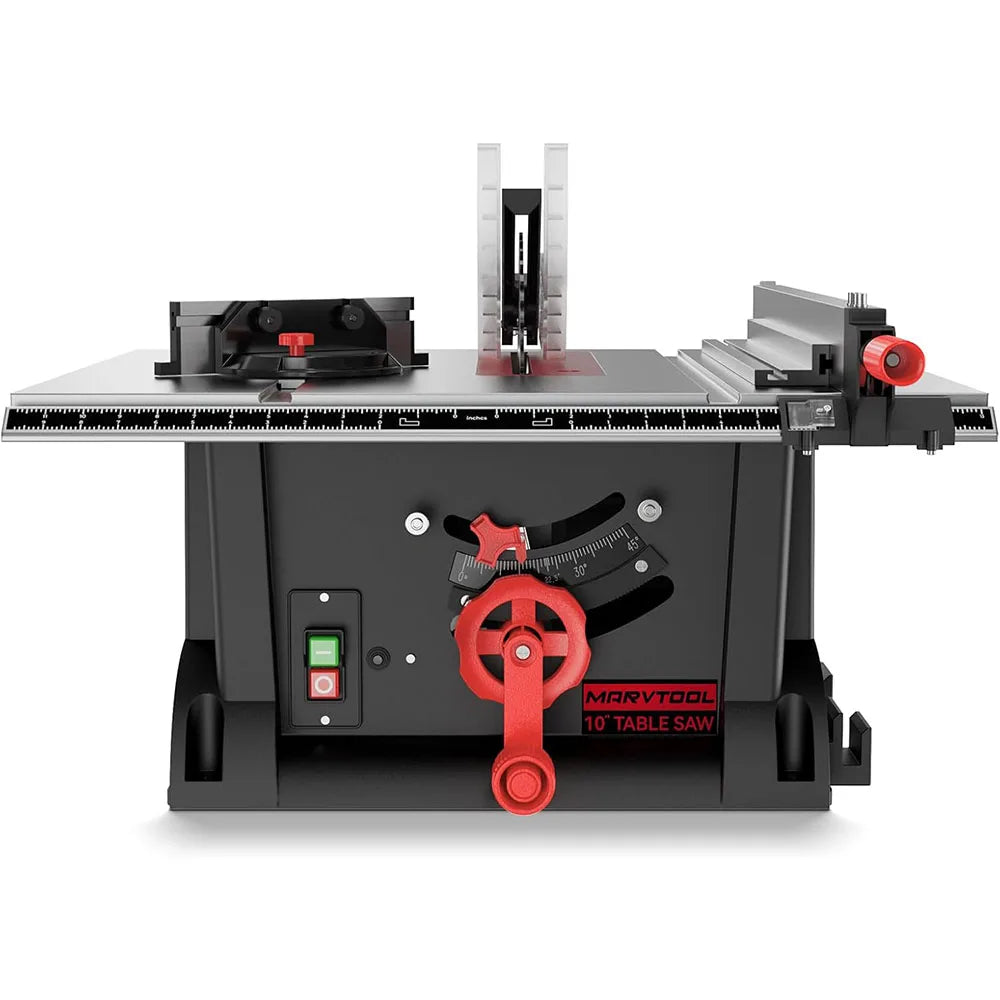 Marvtool Benchtop Table Saw 4600 RPM 36-Tooth Blade 0-45 Degree Cutting For Wood PVC Aluminum Metal DIY Workshop Machine