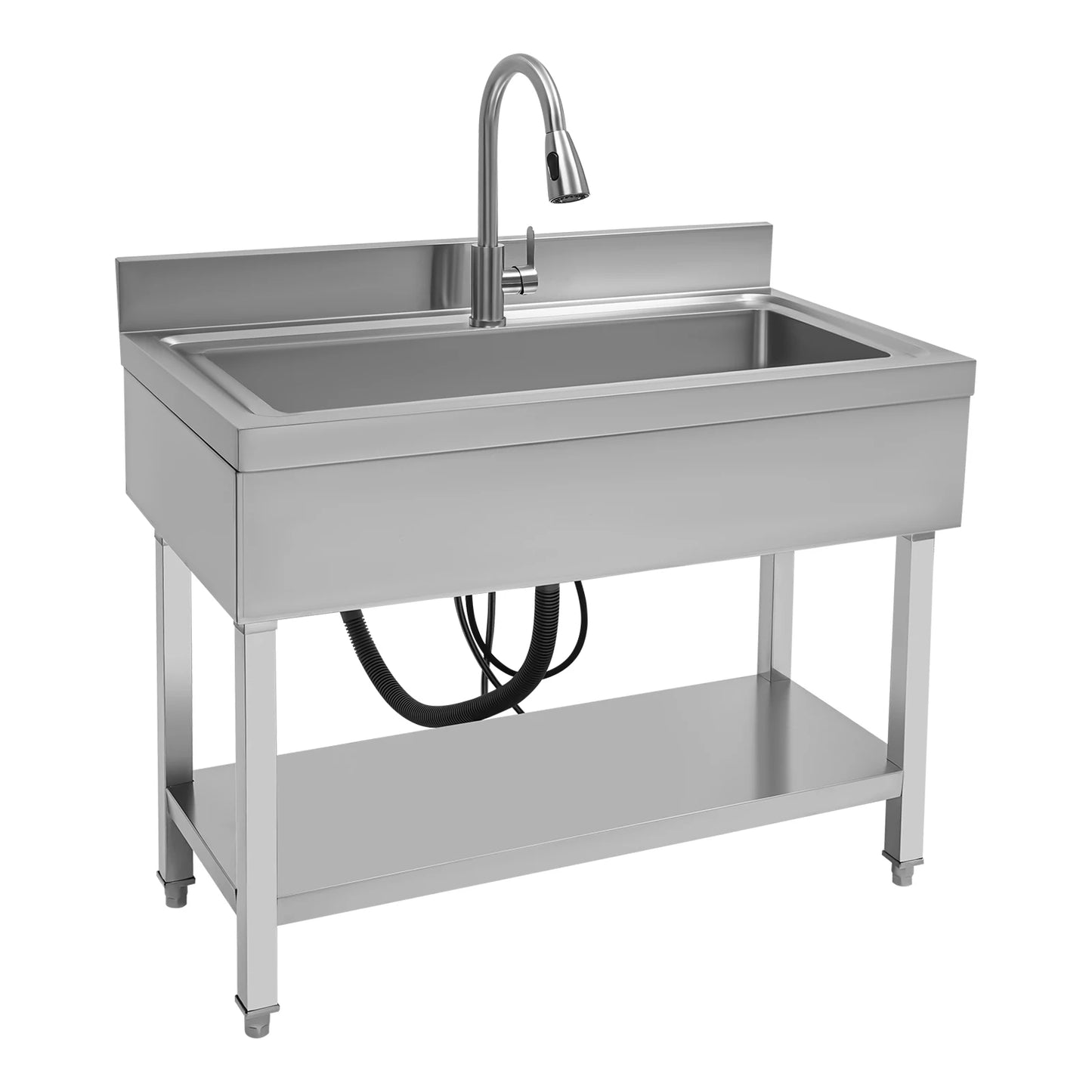 Stainless Steel Kitchen Sink, Freestanding Commercial Sinks, Stainless Steel Sink for Laundry Room Bathroom Farmhouse