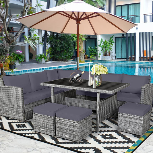 HOMASIS 7 Piece Patio Rattan Dining Set Outdoor Furniture