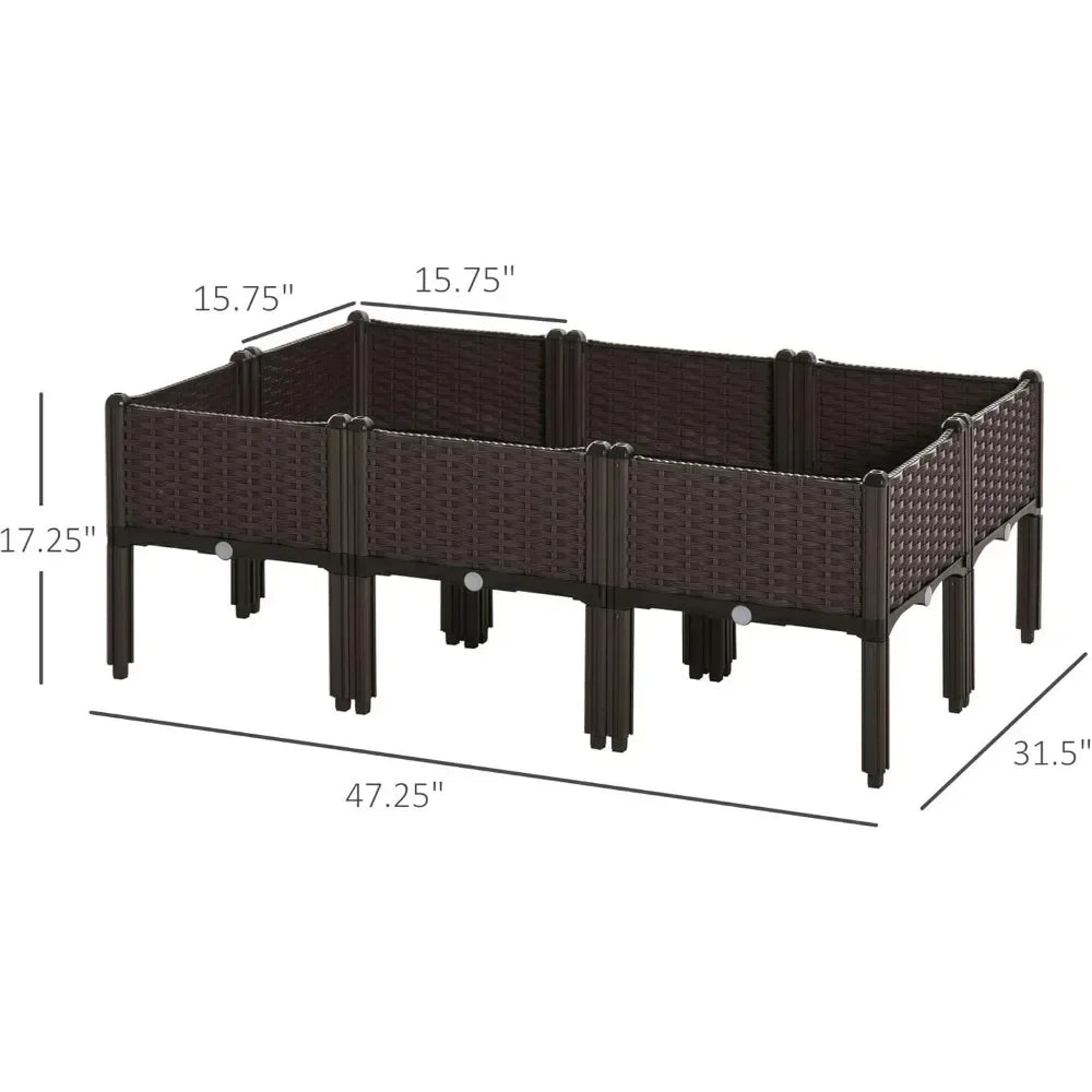 Self Watering Elevated Garden Bed Kit With Six Planter Boxes For Patios And Balconies Modular And Weatherproof