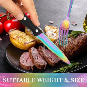 KOOMADE 24 pcs rainbow  Silverware Set Service For 4 Stainl Steel Flatware Serving Set Cutlery Set Knife Fork And Spoon