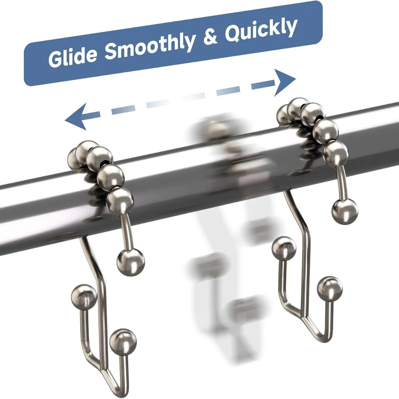 Decorative Stainless Steel Shower Curtain Hooks Moisture Resistant Durable Bathroom