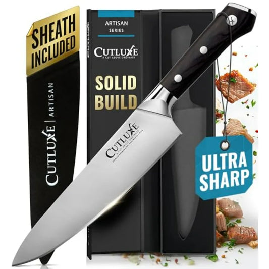 Chef Knife German High Carbon Steel Full Tang Handle Sheath Artisan Series