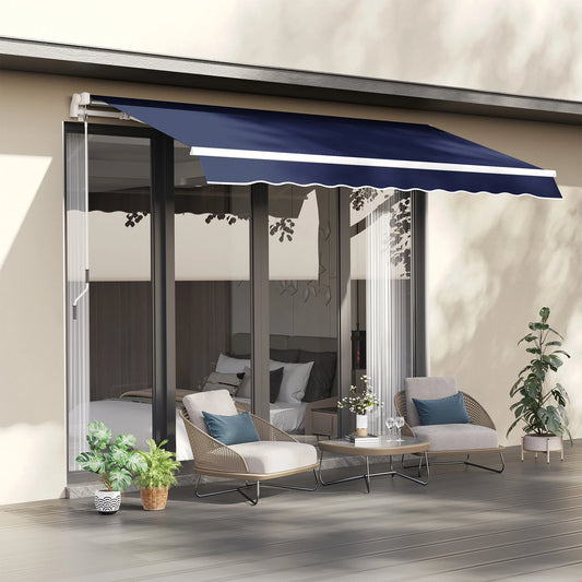 Outsunny 10' x 8' Retractable Awning, Patio Awnings, Sunshade Shelter w/ Manual Crank Handle, for Deck, Balcony, Yard