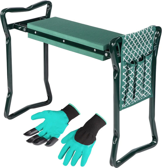 Foldable Garden Kneeler Seat With EVA Foam Pad For Comfort And Knee Protection While Gardening