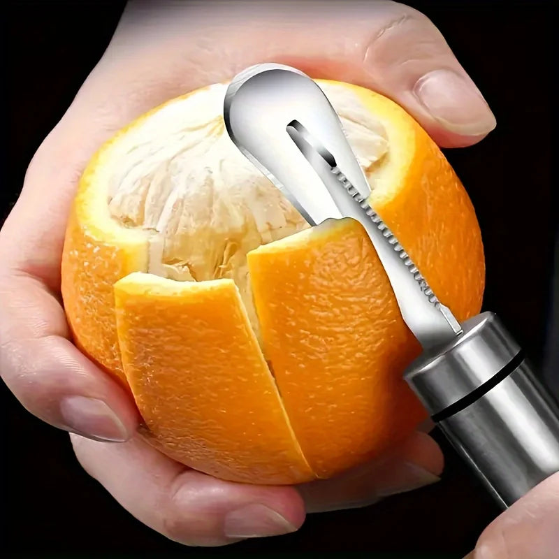 Stainless Steel Citrus Peeler with Handle for Kitchen Zester and Pro Grade Restaurant Gadget