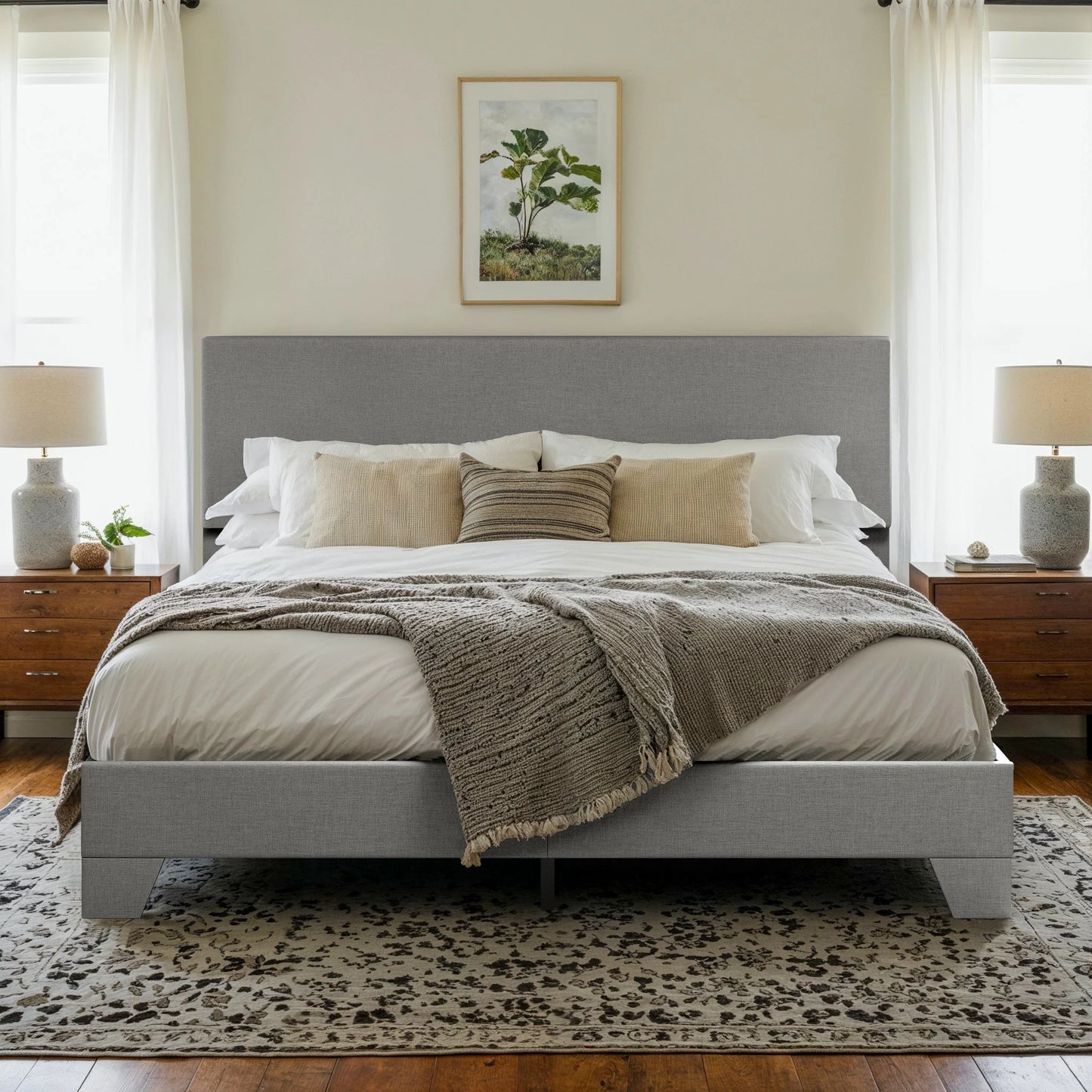 HOOMIC Upholstered Bed Frame With Adjustable Headboard Available In 1400mm 1500mm And 1900mm Widths