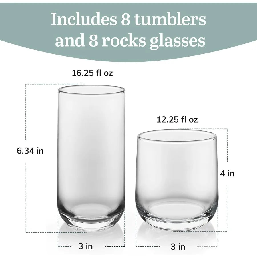 Ascent Tumbler And Rocks Glasses Set Versatile Glassware For Parties