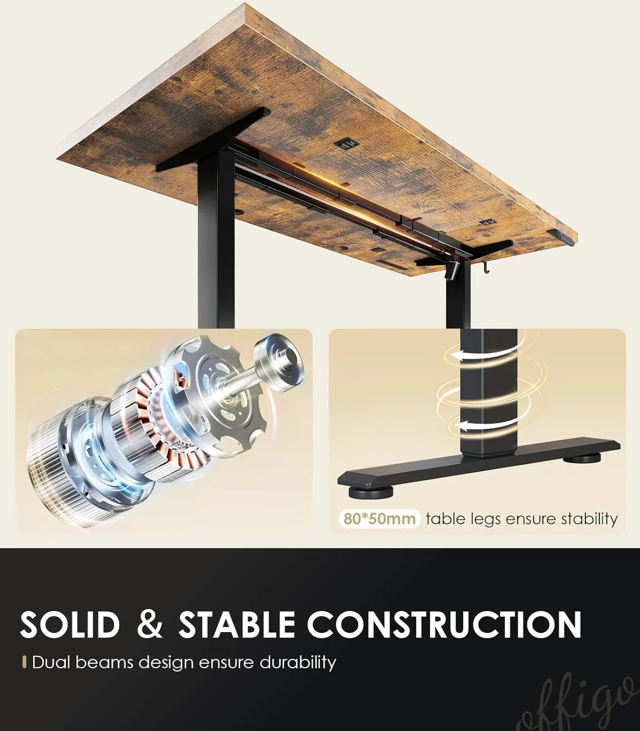 Executive Electric Standing Desk With Height Adjustment And Built In Power Outlet Sit Stand Desk From 29.1 To 48 Inches