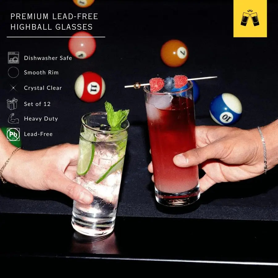 Premium Lead-Free Highball Glassware Set for Tom Collins Crystal-Clear Glassware