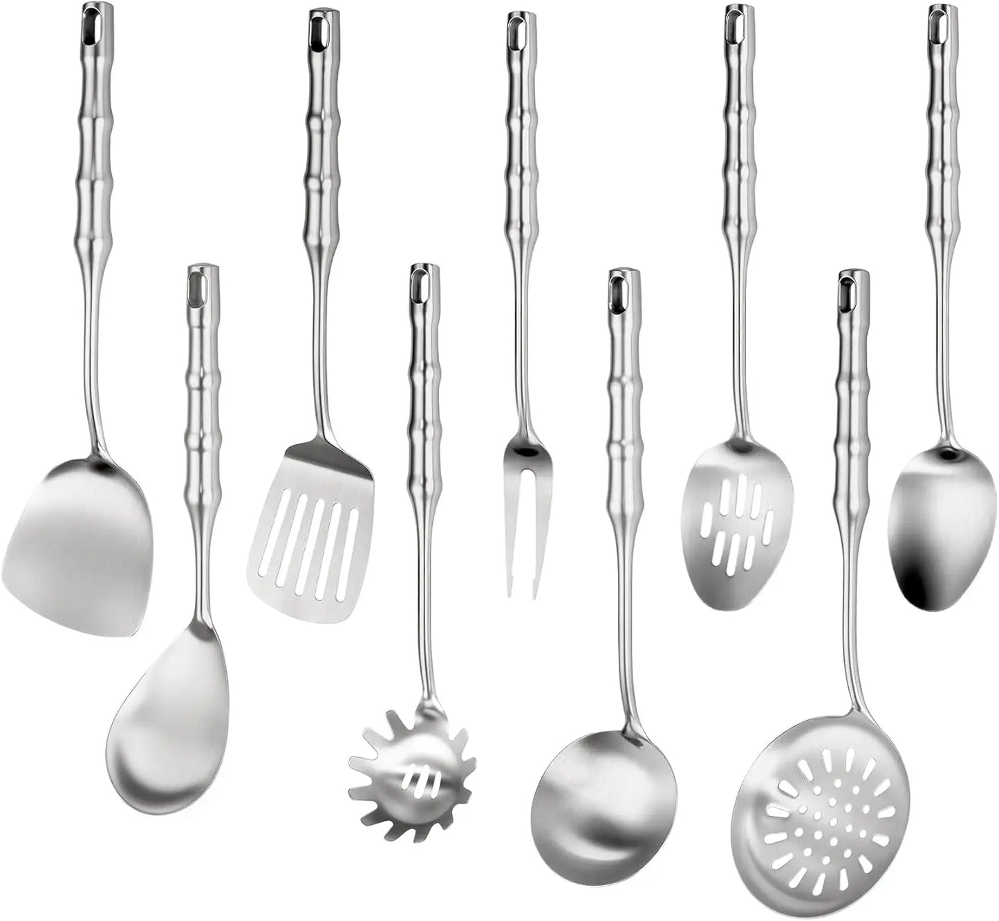 Stainless Steel 9 Piece Kitchen Utensil Set With Heat Resistant Handles For Durable Cooking