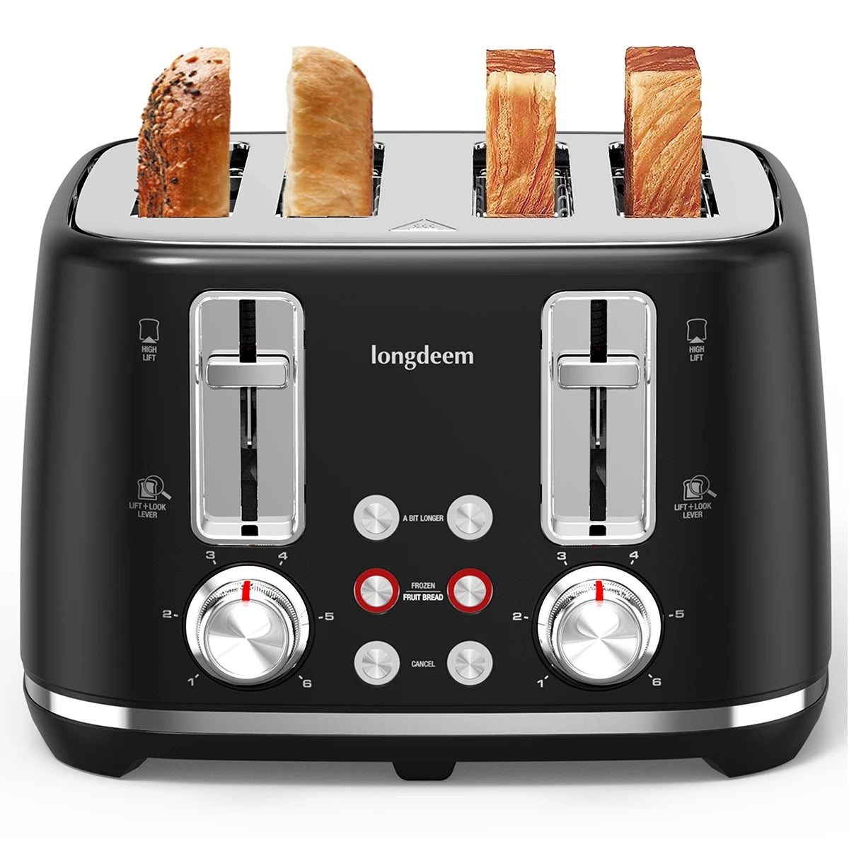 SIFENEBread Toaster With Six Settings Stainless Steel