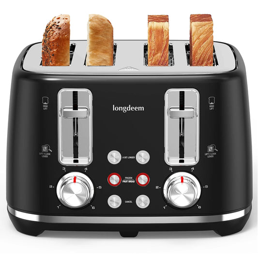 SIFENEBread Toaster With Six Settings Stainless Steel