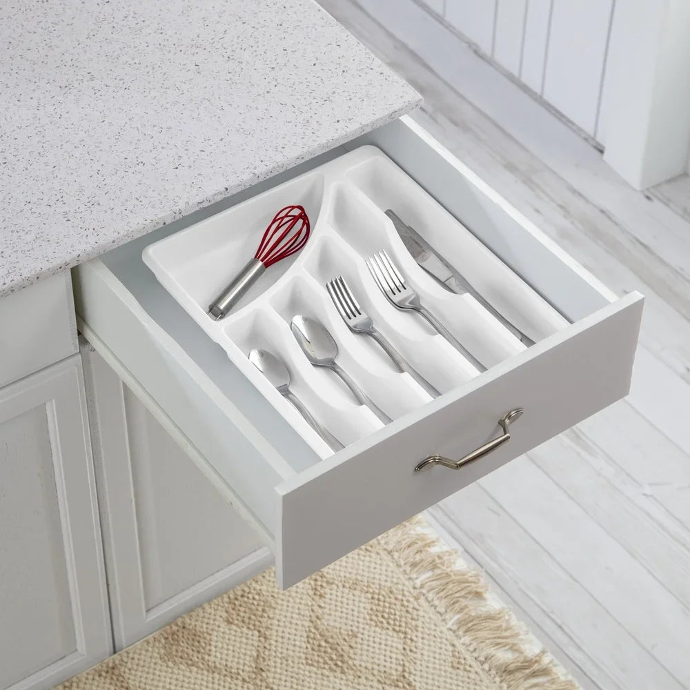 Six Compartment Durable Plastic Flatware Tray Utensil Organizer Kitchen DrawerStorage