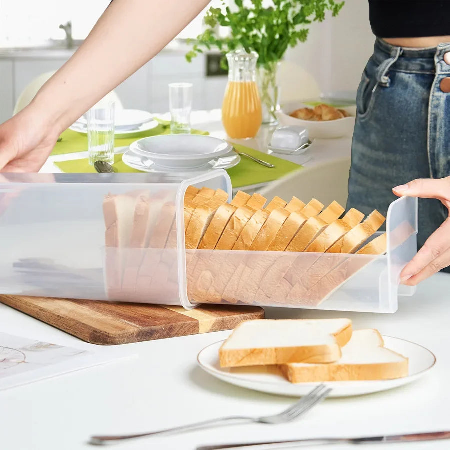 Clear Airtight Bread Box With Lid For Fresh Homemade Bread Transparent Countertop Storage Container