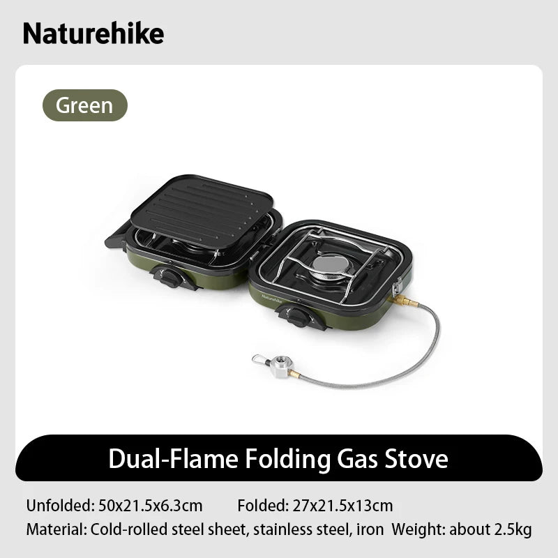 Naturehike Foldable Two Burner Gas Camping Stove With Griddle