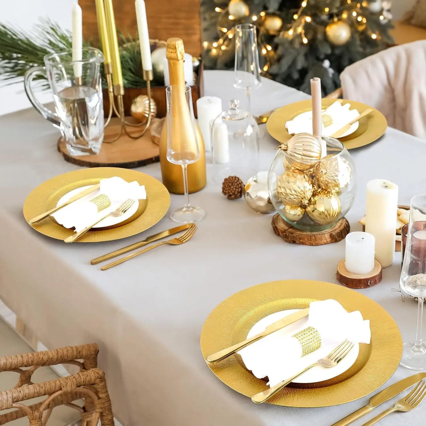 Gold Charger Plates Set Bulk 100 Pack For Weddings And Events Durable PP Plastic Quality