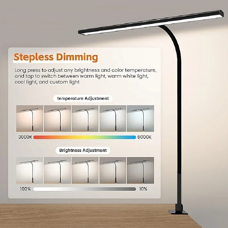 Dumiloo Led Desk Lamp With Clamp Stepless Dimming And Eye Care Lighting