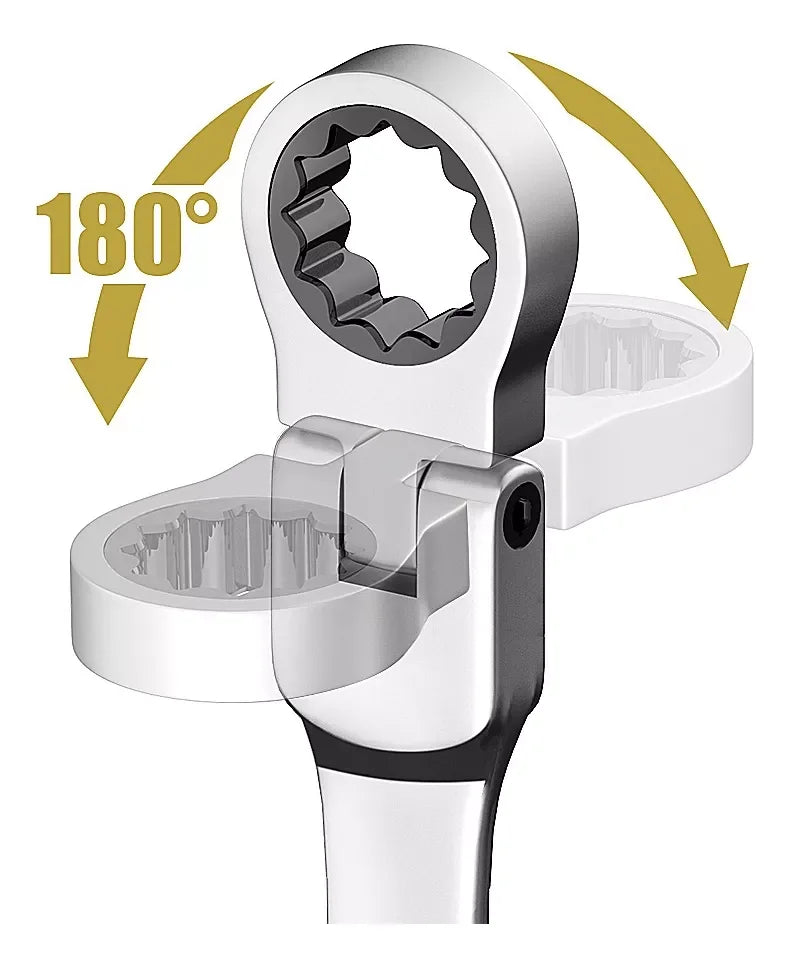 WOZOBUY 16Pcs Flex-Head Ratcheting Wrench Set