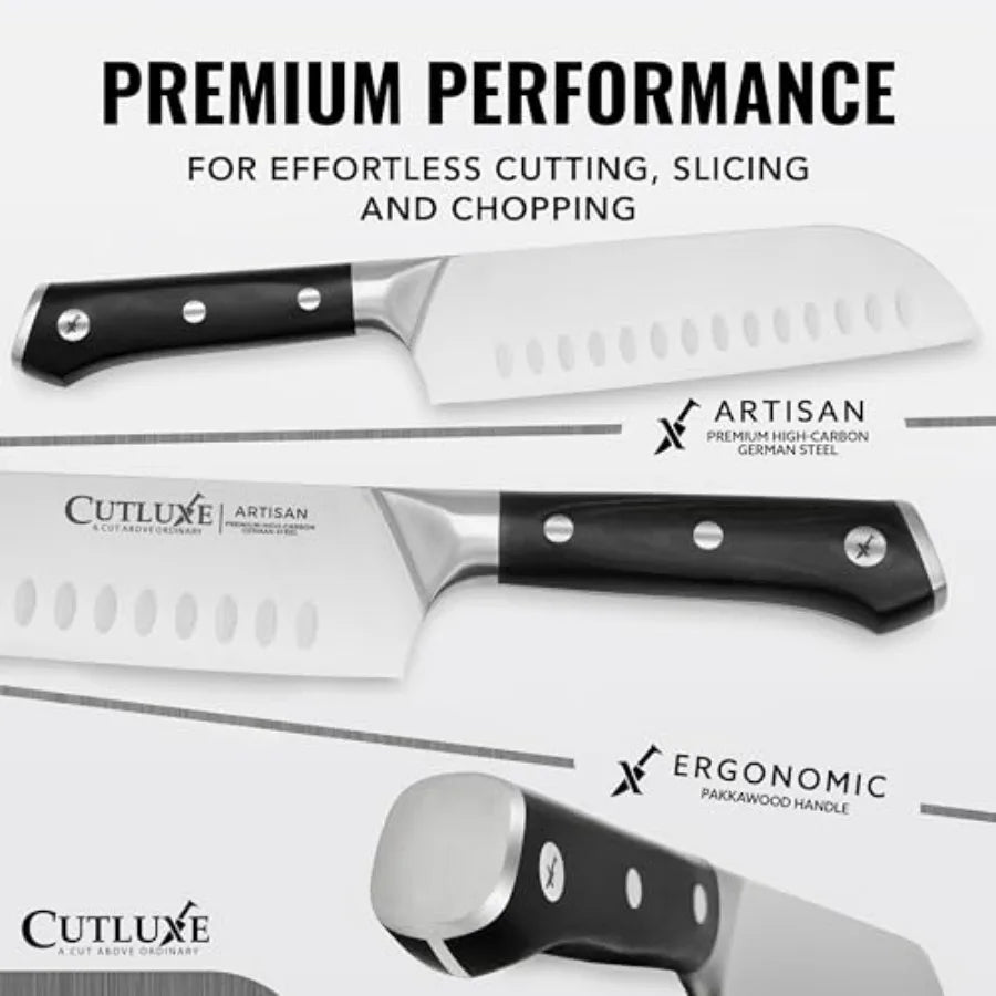 Chef Knife Set 3 Piece Professional Razor Sharp German Steel Full Tang Ergonomic Handles Artisan Series