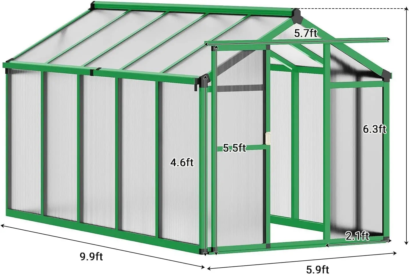 Outdoor Walk-In Greenhouse Kit Aluminum Frame With Polycarbonate Panels