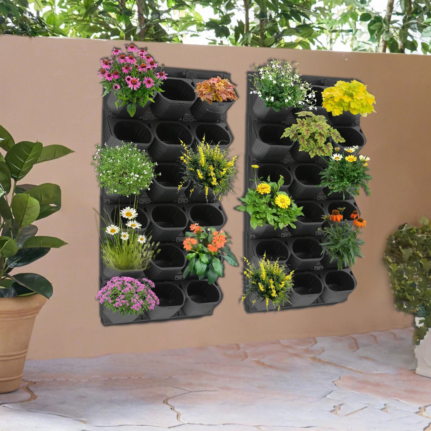 Stackable Self Watering Wall Planter With 36 Pots Indoor Outdoor Vertical Garden
