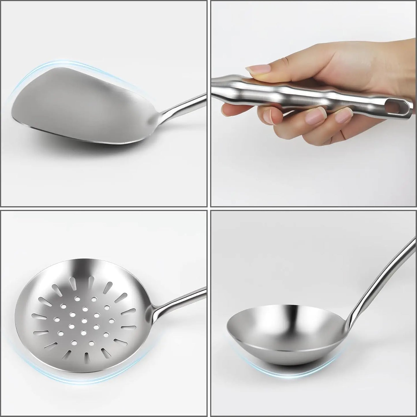 Stainless Steel 9 Piece Kitchen Utensil Set With Heat Resistant Handles For Durable Cooking
