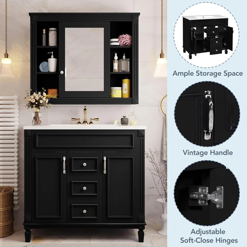 RBXC Bathroom Vanity With Sink And Mirror Medicine Cabinet