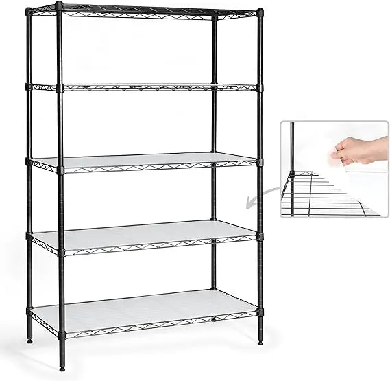 Adjustable 5 Tier Wire Shelving Unit With Liners For Garage Basement Storage Solutions