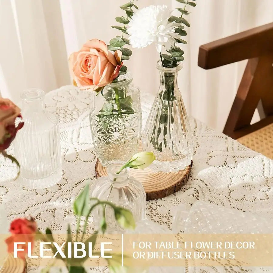32 Piece Glass Bud Vase Set With Etched Patterns Vintage Charm For Weddings And Events Centerpiece Collection