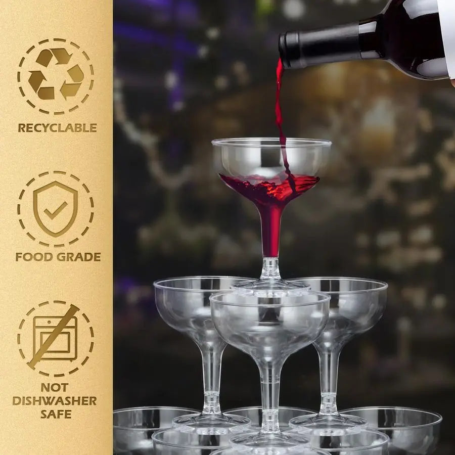 Plastic Champagne Flutes 100 Pack Clear Disposable Glasses 5 Oz Capacity for Parties and Events