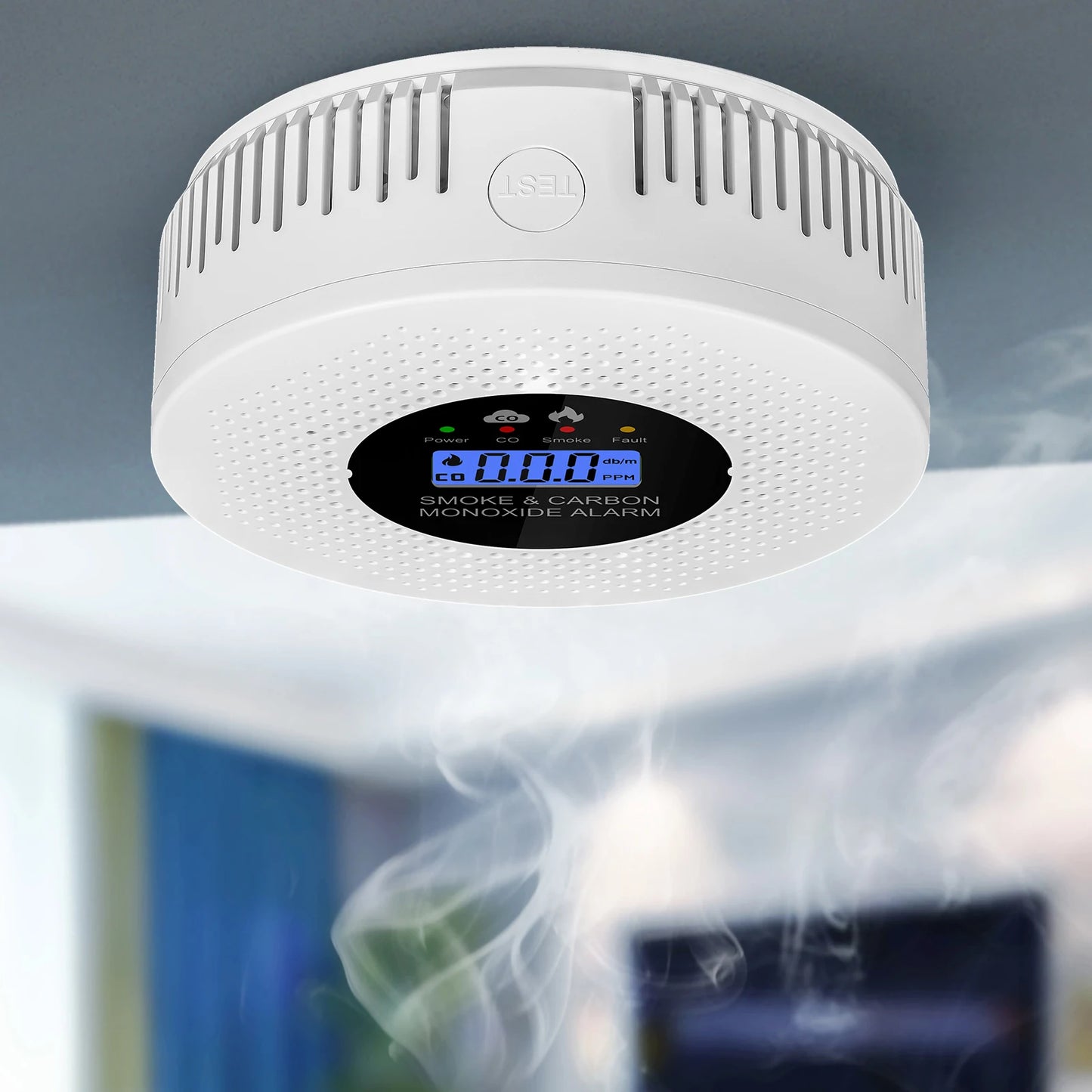 APWIKOGER 2 In 1 Smoke And Carbon Monoxide Detector With LCD Display And Fast Response Sensors