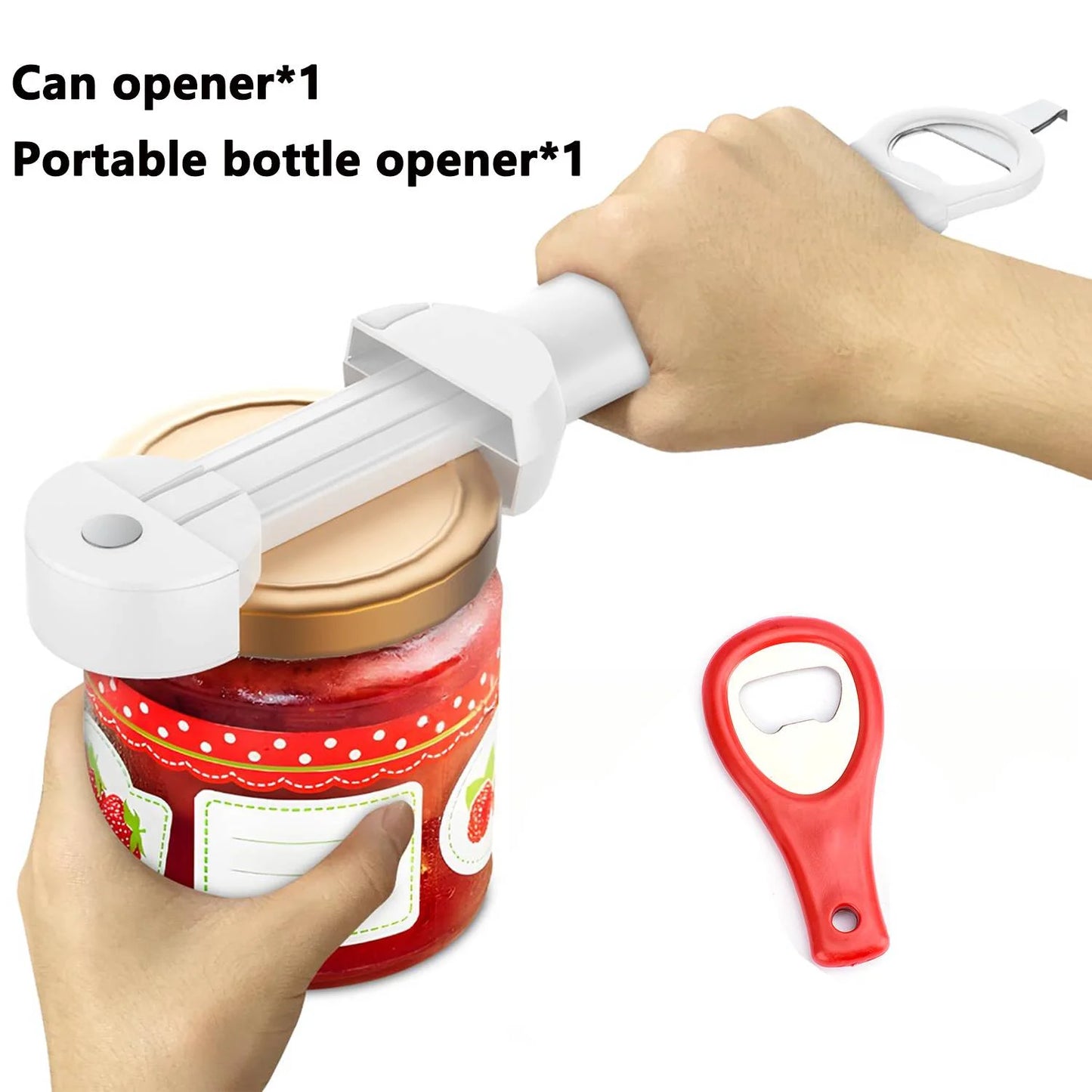 Ergonomic Multifunctional Bottle Opener Adjustable Stainless Steel For Seniors With Easy Grip