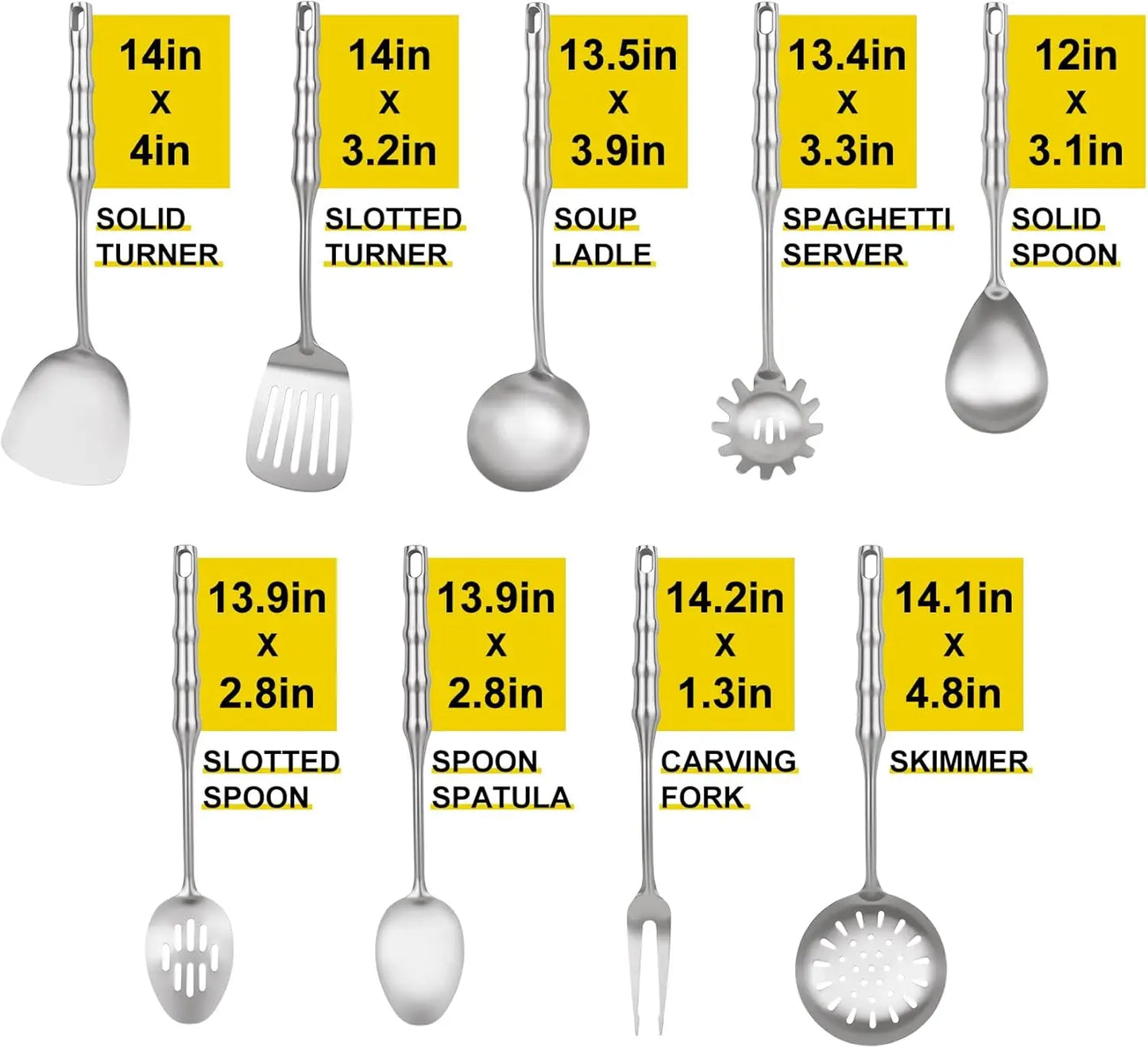 Stainless Steel 9 Piece Kitchen Utensil Set With Heat Resistant Handles For Durable Cooking