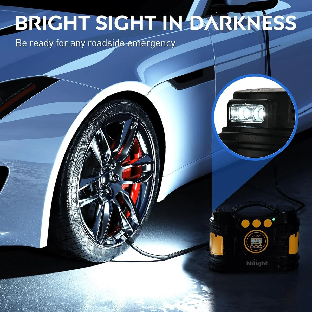 Nilight Portable Dual Power Tire Inflator 12V 110V Air Compressor For Car SUV Bicycle Fast Inflate Digital Pressure Gauge