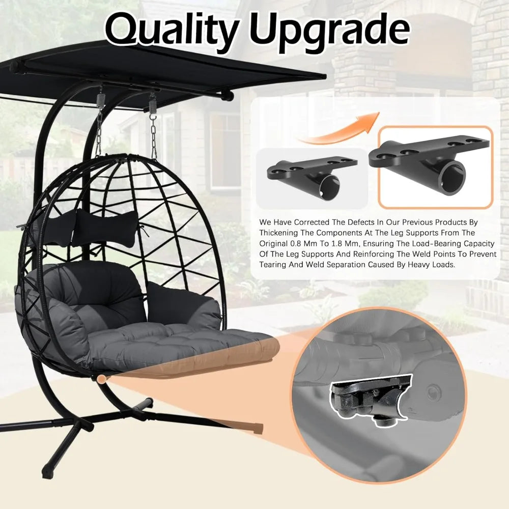 Double Egg Chair With Stand And Canopy