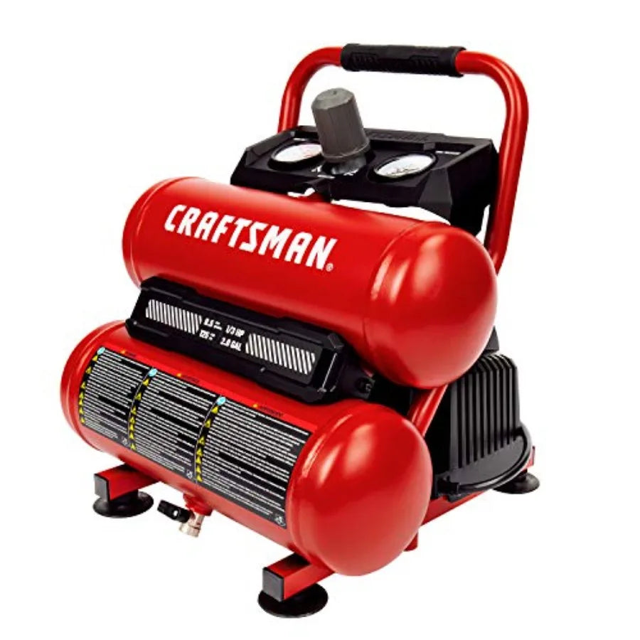 Oil Free Twin Tank Portable Air Compressor One Third HP Quiet For Tire Inflation Nailing Painting