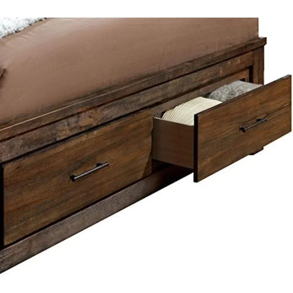 Traditional Oak Finish 6 Piece Bedroom Set For Master Suites With Solid Wood And Veneer Construction