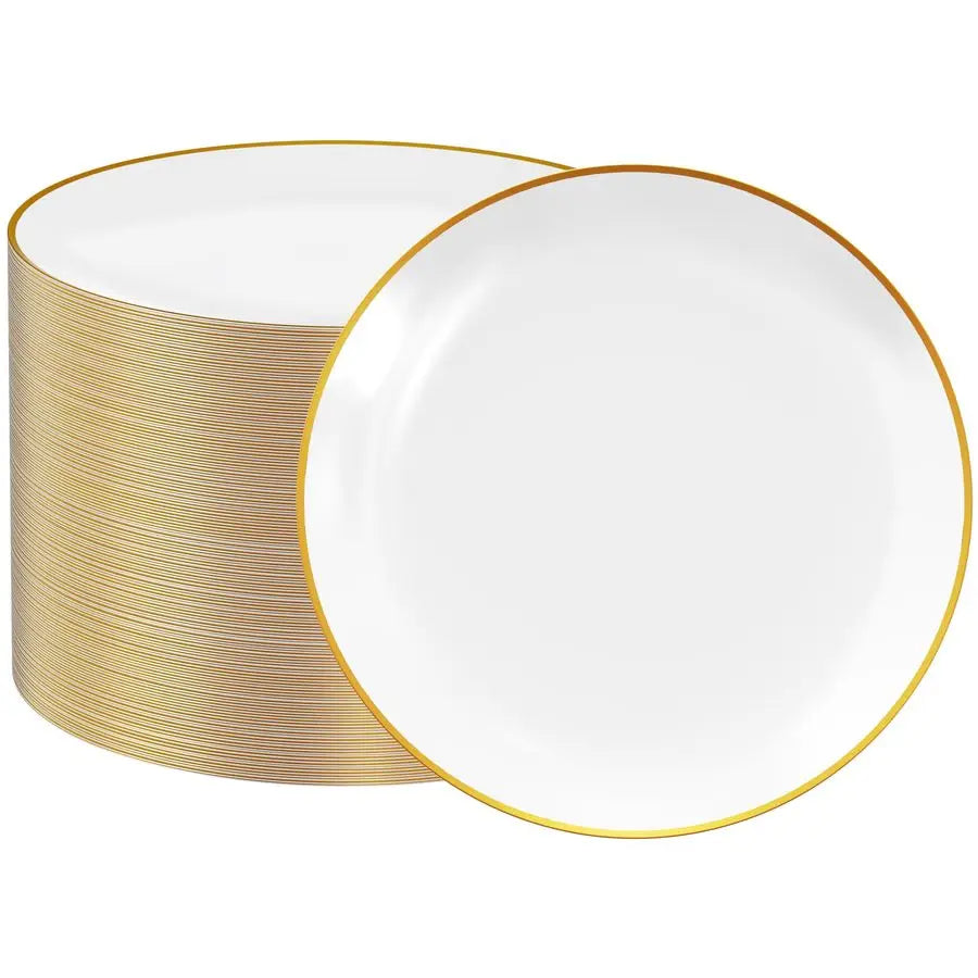 Disposable Plastic Plates 100 Count Heavy Duty Rimmed
